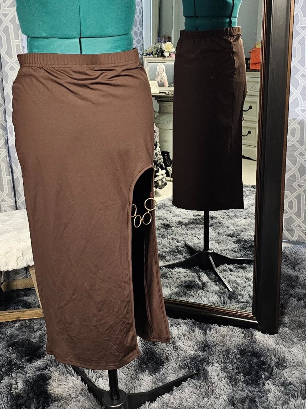 SHEIN Ring Detail Maxi Skirt, Size L